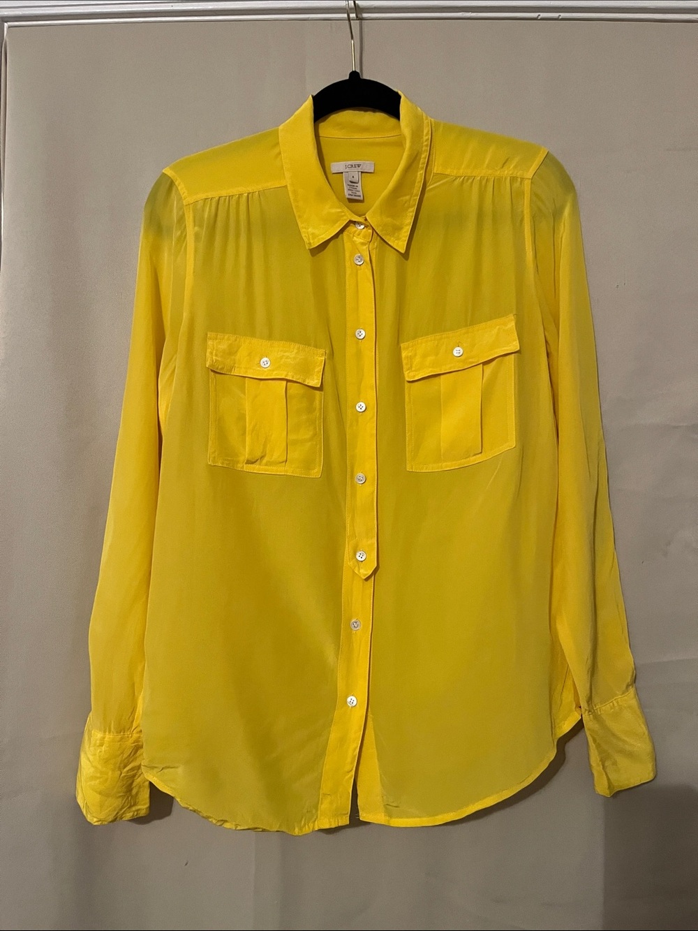 J. Crew Bright Yellow Silk Button-Down Shirt